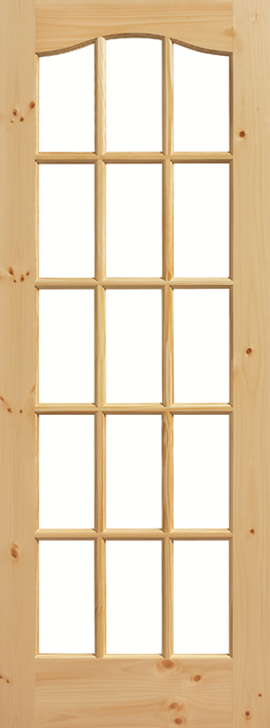 15 Lite Arch Top Knotty Pine Door